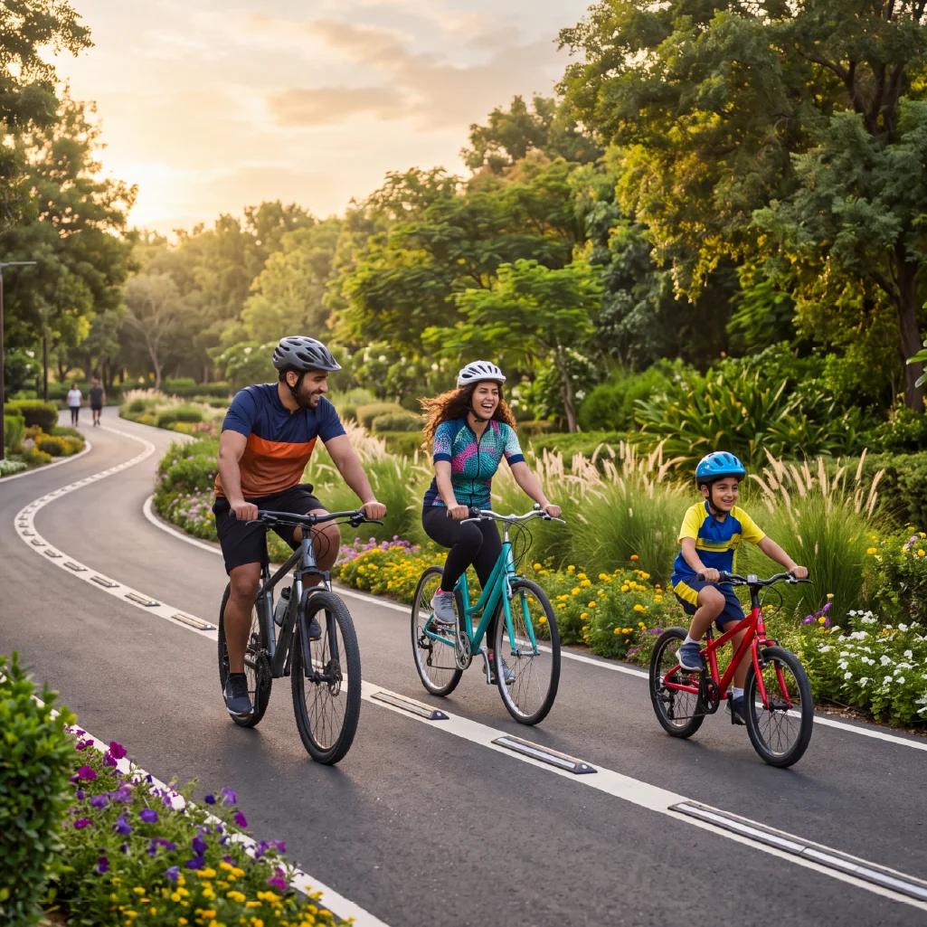 Jogging & Cycling Tracks, Outdoor Fitness, Yoga Lawn and Swimming Pools